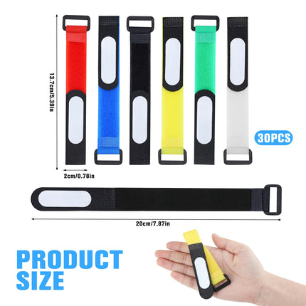 Reusable colored cable ties with writable labels, hook and loop cable ties, adjustable cable ties, with labels for organizing, 20 cm x 2 cm, 6 bright colors, multi-purpose,