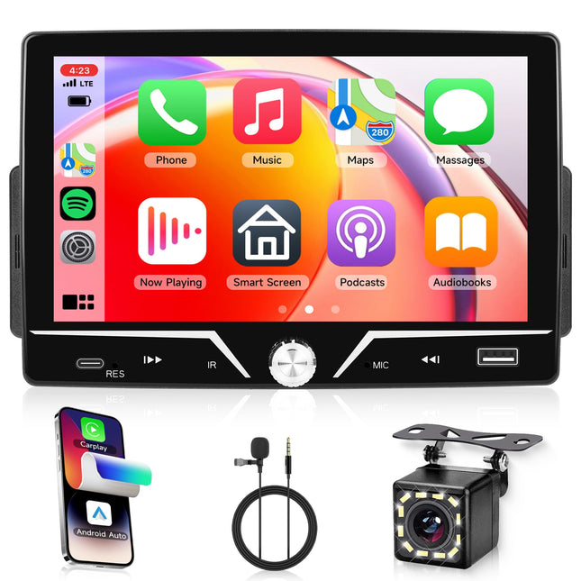 Carplay autoraadio 1 DIN Android Auto IOS/Android Mirror Link Bluetooth Handsfree 7-tolline puutetundliku ekraaniga autoraadio Bluetooth FM-raadioga USB/Type-C/EQ/MIC Roolil juhtimine Tagurduskaamera