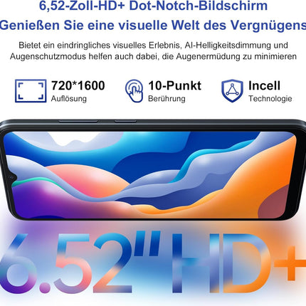 Blackview Wave 6C aku 5100mAh mobiiltelefon ilma lepinguta, soodne, kaheksatuumaline 6,52" HD+ nutitelefon, 4GB+32GB/1TB laiendatav, 8MP+5MP panoraamkaamera, 4G kahe SIM-kaardiga, SIM-kaardivaba, 2-aastane garantii/OTG/GPS