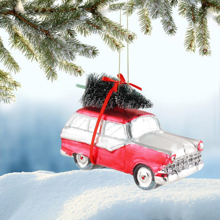 440s Gift Company Hanging Car with Christmas Tree, Red and White | GC-12160 | 4030195666718