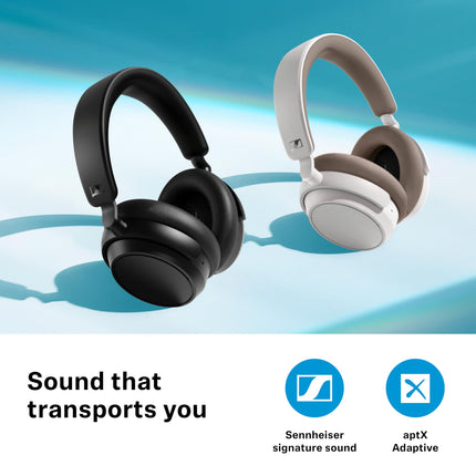 Sennheiser ACCENTUM Plus juhtmevabad Bluetooth-kõrvaklapid – optimaalne helikvaliteet kiirlaadimise, 50-tunnise akuea ja adaptiivse hübriid-ANC-ga – valged