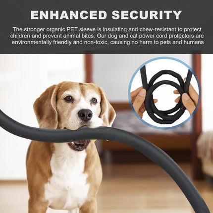 SIGANDG 3 Meter Dog and Cat Cable Protector, Cable Sleeves 13mm, Protect Cables from Pet Chewing, Expandable Braided Self-Closing Cable Sleeve