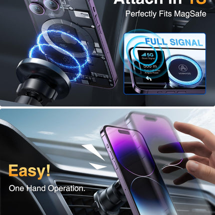 VANMASS MagSafe'i autohoidikule [sõjaväeklassi] autotelefoni hoidiku magnetiga tugev magnetiline autohoidik iPhone 16 15 14 13 Pro Max Plus Minile, kõigile nutitelefonidele