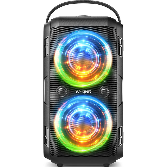 W-KING 180W PEAK Bluetooth Speaker Box Large Party Loud Music Box Bluetooth Boom Box Wireless with 80W Natural Deep Bass/4 Drivers 2*4.04'' Woofer Huge 105dB Sound/IPX5/LED/24H/USB/TF/AUX/EQ