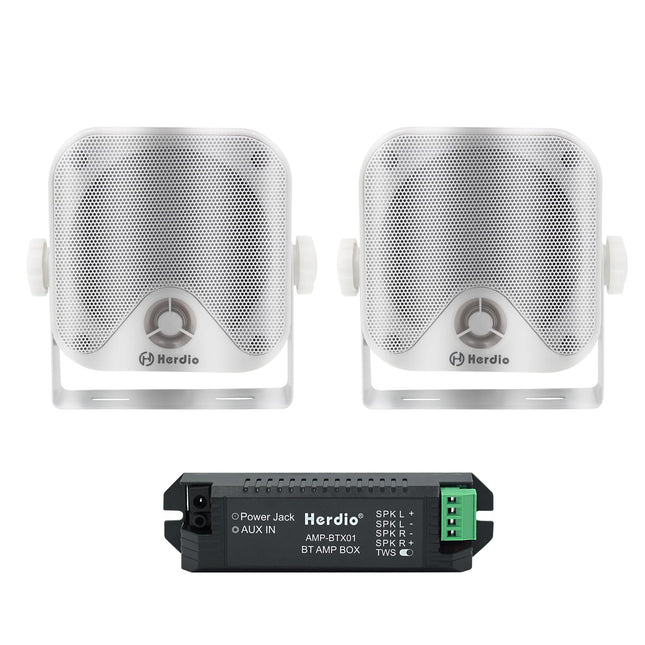 Herdio 4-tollised Bluetooth 100-vatised veekindlad merestereo kõlarid paadile, ATV-le, UTV-le, raskeveokitele ja mootorsõidukitele (valge)