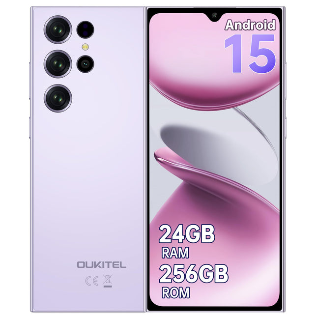 OUKITEL C61 Pro Android 15 nutitelefon, 24 GB + 256 GB / 1 TB nutitelefon, 6,88-tolline HD+ 90 Hz ekraan, 5150 mAh aku, 13 MP + 5 MP kaamera, 4G kahe SIM-kaardiga nutitelefon, NFC/sõrmejälje/näotuvastuse/OTG