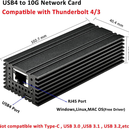 IO Crest Etherneti adapter USB 4.0 Type C 10G, kiirete võrguühenduste jaoks, RJ45 port, toetab 10 Gb/s, 5 Gb/s, 2,5 Gb/s, 1 Gb/s ja 100 Mbps Base-T