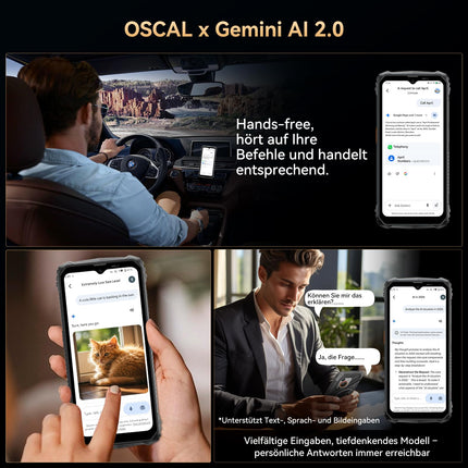 OSCAL Marine 1 Gemini AI 2.0 Outdoor Handy Ohne Vertrag Android 15, 12GB+128GB/2TB TF Outdoor Smartphone, 6.56" HD+ 90Hz, 16MP+8MP AI Kamera Baustellenhandy, IP69K Wasserdicht, Dual SIM 4G/NFC/OTG/GPS