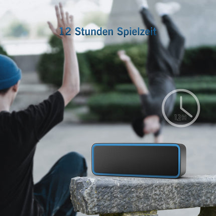 Kolaura Wireless Bluetooth Speaker, Portable Bluetooth 5.0 Speaker with Dual-Driver Bass, 3D Stereo, FM Radio, Hands-Free Calling, Built-in 1500mAh Battery, 12-Hour Playtime (Blue)