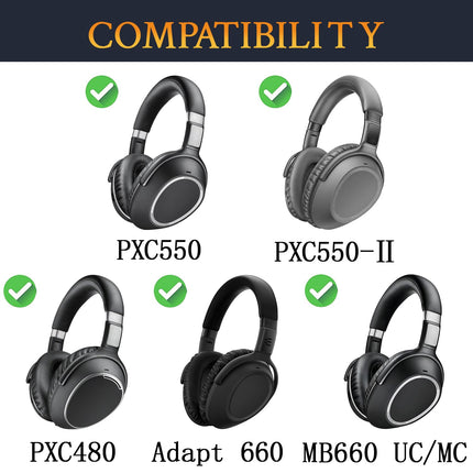 SOULWIT lambanahast vahetuskõrvapadjad Sennheiser PXC480, PXC550, PXC 550-II, MB660 UC, MB 660 MC kõrvaklappidele, kõrvapadjad EPOS Adapt 660 kõrvaklappidele mürasummutava mäluvahuga
