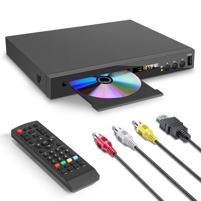 Blu-ray-mängija telerile, kompaktne Blu-ray-plaadimängija 1080P DVD-mängija HDMI-väljundiga, AV-väljund, koaksiaalväljund, USB-sisend, toetab kõiki DVD-sid ja 2. piirkonna Blu-ray-plaate, sisseehitatud PAL NTSC