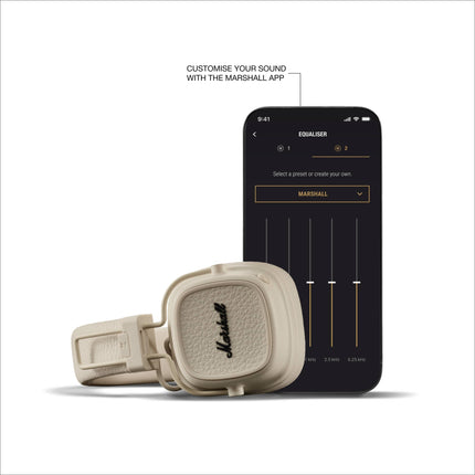 Marshall Major V Bluetooth kõrvaklapid, 100 tundi mänguaega – kreemjas