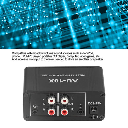 Bewinner Portable Headphone Amplifier, 20 DB Stereo HiFi Headphone Amplifier with Volume Control, Headphone Amplifier with 3.5 mm Headphone Input Output,
