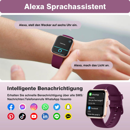 Fitpolo Smartwatch Women with Phone Function, Smartwatch with Alexa, 1.8" Fitness Tracker with Heart Rate SpO2 Stress Sleep Monitor, Fitness Watch IP68 Waterproof Sports Watch Women for Android iOS