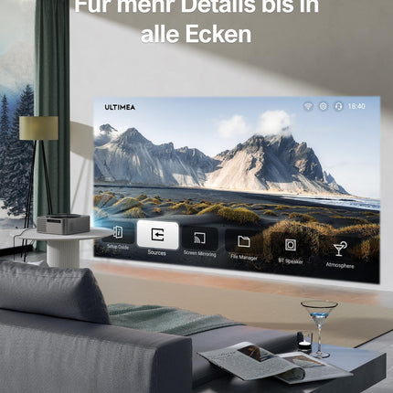 Ultimea projektor Full HD 1080P natiivne autofookuse ja 6D keystone-korrektsiooniga, projektor 4K kodukino toetab 700 ANSI 21 000 luumenit, 5G WiFi projektor Bluetooth, välistingimustes kasutatav projektor iOS/Android/TV Stick jaoks