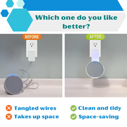 Sintron Speaker Wall Mount for Echo Pop, Space-Saving Mount, No Drilling Required, Integrated Cable Management, for Living Room &amp; Bedroom, Kitchen, Bathroom, Compatible with Google Nest (White)