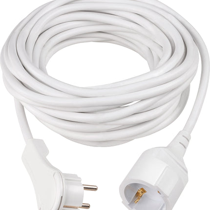 as - Schwabe extension cable 10 m with flat plug - extension cable with earthing contact plug &amp; earthing contact coupling - for indoor use - extremely flat - 230V, 16A - IP20 - white, 51021