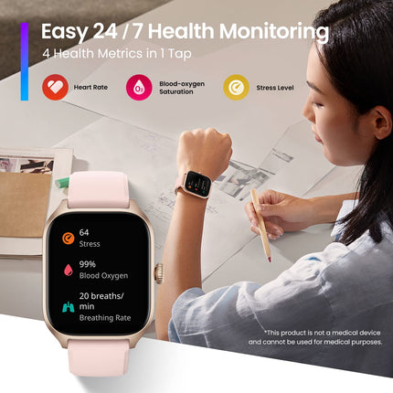 Amazfit GTS 4 43mm Smartwatch with 1.75” AMOLED Display, 150 Sports Modes, Customizable Sleep Plans, Alexa, GPS, Fitness Watch with Intelligent Recognition of Strength Training Exercises for Men and Women