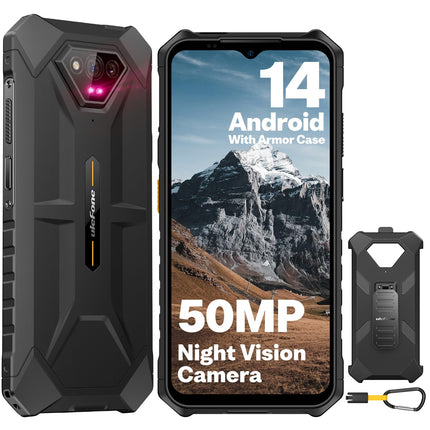 Ulefone Armor X13 Outdoor Mobile Phone Android 14, 50MP + 24MP Night Vision 12GB + 64GB/256GB SD Octa Core 6320mAh 6.52'' Construction Site Mobile Phone without Contract 4G Dual SIM Outdoor Smartphone IP68 Fingerprint ID NFC GPS