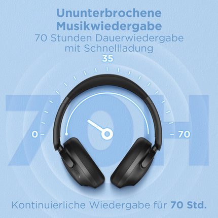 1MORE SonoFlow SE kõrvaklapid Bluetoothiga, aktiivse mürasummutusega juhtmevabad kõrvaklapid, 70 tundi mänguaega, kiirlaadimine, mikrofoniga ENC kõrvaklapid, sügav bass, ekvalaiseri eelseadistus