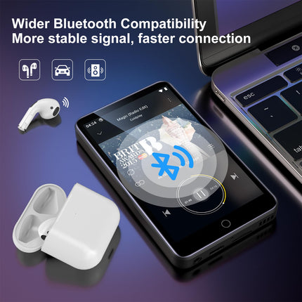 MP3-mängija Spotifyga, ZAQE 80 GB MP3-mängija Bluetoothi ​​ja WiFi-ga, MP3-mängija Amazon Musicuga, Audible, Deezer, 4-tolline puutetundlik ekraan, MP4-mängija lastele (must)