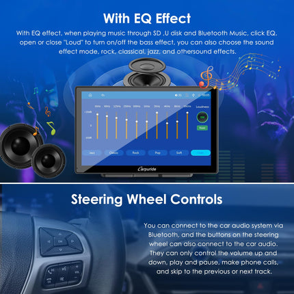 CARPURIDE C98 Wired/Wireless Carplay &amp; Android Auto Portable Car Stereo, 9-inch HD Touchscreen Car Radio with AirPlay Mirror Link, Bluetooth, Navigation, Siri, AUX, FM