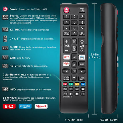 Samsungi nutiteleri asenduspult, universaalne kaugjuhtimispult Samsungi teleritele (2 pakki)