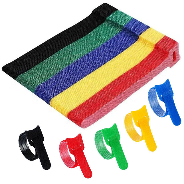 Reusable Cable Ties, Adjustable Multifunctional Cable Ties, Wire Organizer, Black Hook and Loop Nylon Cable Guide for PC Cable Management, Organizing Cables, TV,