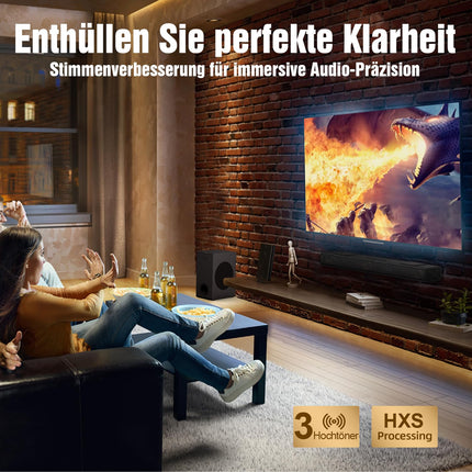 Hiwill 3.1.2-kanaliline Dolby Atmos heliriba teleri ruumilise heli jaoks, 5,25-tolline subwoofer, 2 üles suunatud, 2 küljele suunatud kõlarit, 400 W tippvõimsusega kodukino kõlarid, 3D-heliriba Bluetoothiga, eARC/ARC/Opt, Nimbus A312