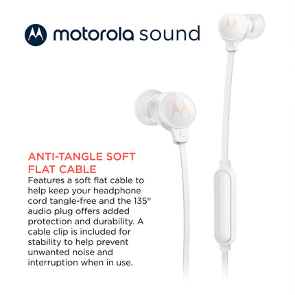 Motorola Sound Earbuds 3C-S kõrvasisesed kõrvaklapid mikrofoniga, mugav istuvus, käed-vabad kõned, kõrglahutusega heli, turvaline disain, USB-C port, valge
