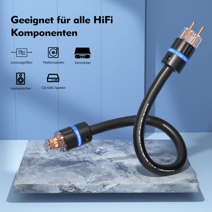 Monosaudio P901 HiFi tipptasemel toitekaabel Audiophile toitekaabel 2M puhtast vasest varjestusega, 2-pin OFC vahelduvvoolu toitejuhe, 4.5Sq Schuko+IEC C15 pistik DVD/võimendi/dekoodri/subwooferi/võimendi jaoks
