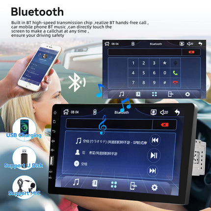 Rimoody Carplay Car Radio 1 Din with Android Auto Bluetooth FM 9 Inch Touchscreen Car Radio with IOS/Android Mirror Link USB/AUX/TF/EQ Steering Wheel Control Digital Media Receiver with Rear View Camera Microphone