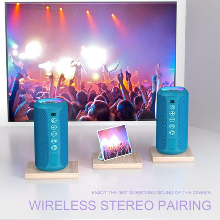Ortizan Bluetooth Speaker, Bluetooth Box with LED Light, Portable Mini Music Box with Hands-Free Function, IPX7 Water Protection and 360° Surround Sound, Wireless Outdoor Speaker with AUX, TF