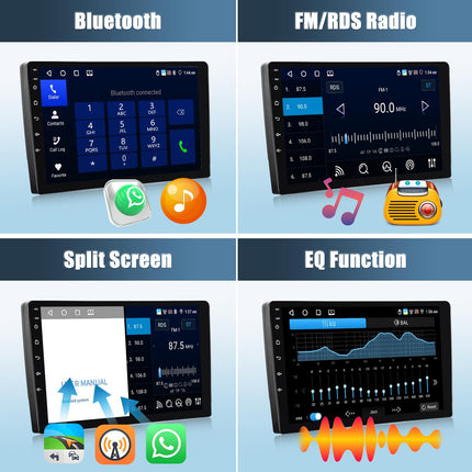 CAMECHO 4+64G 9-tolline autoraadio Ford Transit 2009-2016 Focus 2005-2008 tahavaatekaamera DSP, Android 13 juhtmevaba Carplay Bluetooth HD raadio koos Android Auto GPS WiFi FM/RDS peegliühendusega +Canbus