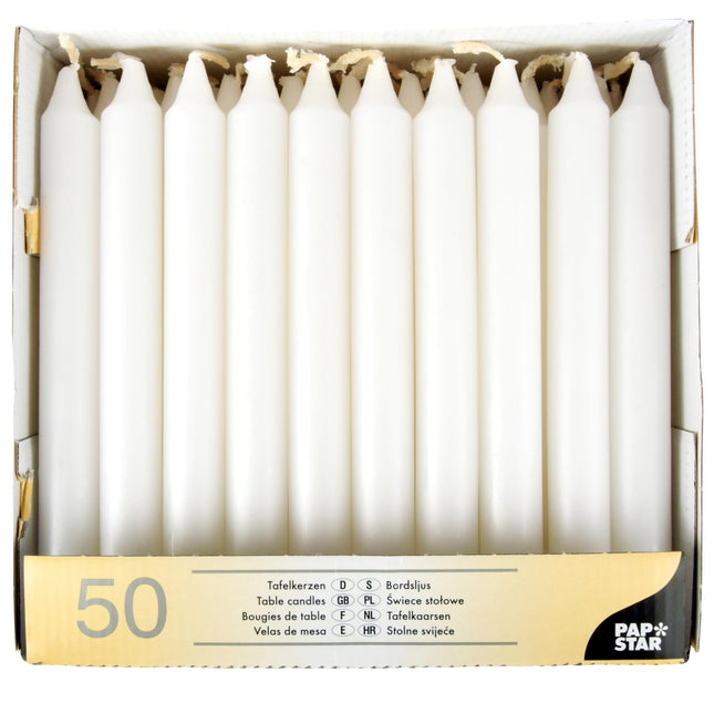 PAPSTAR õhtusöögiküünlad/13800 Ø 21 mm valged sisu 50