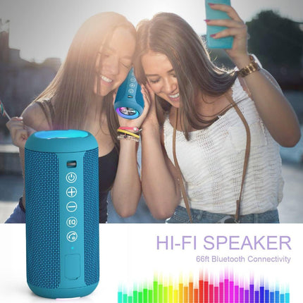 Ortizan Bluetooth Speaker, Bluetooth Box with LED Light, Portable Mini Music Box with Hands-Free Function, IPX7 Water Protection and 360° Surround Sound, Wireless Outdoor Speaker with AUX, TF