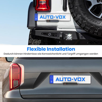 AUTO-VOX Solar Backup Camera Wireless with 5" 1080P Monitor: 5000mAh Battery 2 Mins DIY Installation &amp; Dual-Split Wireless Backup Camera, IP69K Waterproof Rear View Cameras for Car, Truck, Van, SUV, RV