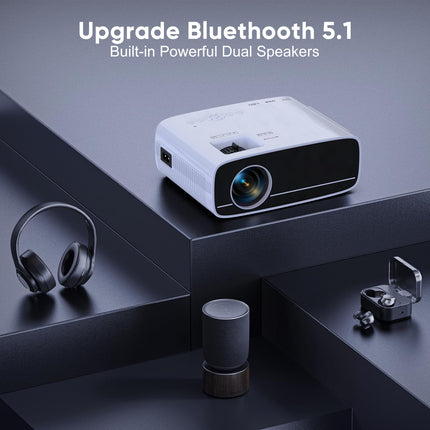Projector 4K Supported, 15000L Native 1080P 5G WiFi Bluetooth Projector with 50% Zoom, AKATUO Mini Projector Home Theater Outdoor Projector for Cell Phone, Compatible with Smartphone/HDMI/USB/Laptop/Fire TV Stick