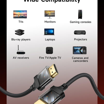 JSAUX 8K HDMI-kaabel 3 meetrit (2-pakendis) | 4K ja 8K HDMI 2.1 kaabel 48Gbps kiire HDMI | 4K@120Hz 144Hz, 8K@60Hz, HDCP 2.2 ja 2.3, HDR 10+, eARC ühildub monitori UHD teleri, PS5, PS4 Dolby Visioniga - must