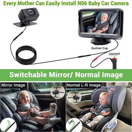 Beebiauto kaamera HD 1080P silmade kaitse selge öise nägemisega - tahapoole suunatud stabiilsusega tagaistme kaamera monitoriga turvatooli reisimiseks - beebiduši kingitused N06