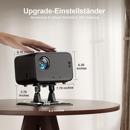 [Netflixi-sertifitseeritud ja autofookusega] XuanPad projektor 1080P miniprojektor WiFi ja Bluetoothiga, 210° pööratava alusega, automaatse trapetsikorrektsiooni, tolmufiltri ja soojuse hajutamise süsteemiga