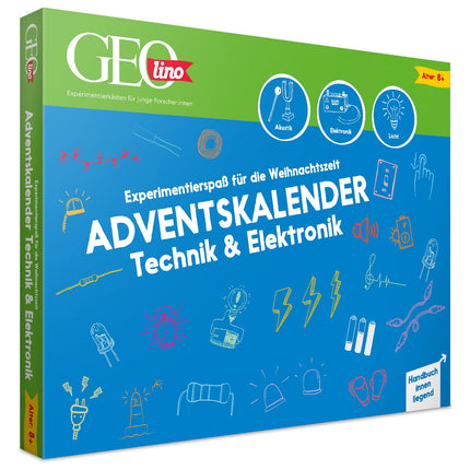 FRANZIS 67171 - GEOlino advendikalender Tehnoloogia ja elektroonika (akustika, elektroonika, valgus), eksperimentaalne lõbu jõuluhooajaks, lastele alates 8. eluaastast