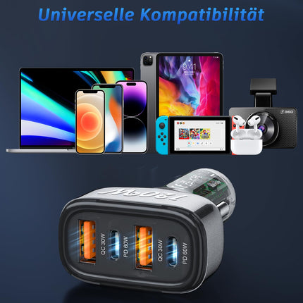 SONRU 120W autolaadija USB-C, auto sigaretisüütaja USB-C autolaadija 12V / 24V USB autolaadija 2 PD 60W max + 2 QC 30W, kiirlaadija sigaretisüütaja adapter