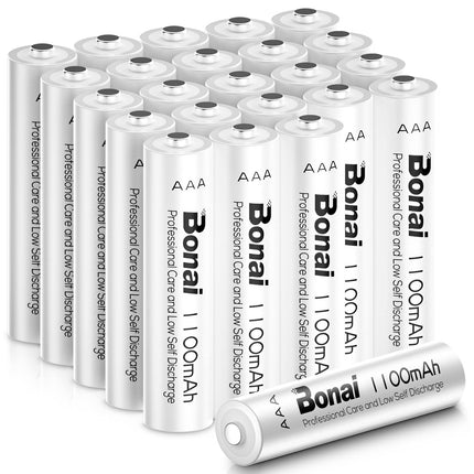 BONAI AAA aku 1100mAh 24 tükki laetavaid akusid suure mahutavusega 1.2V Micro AAA Accu NI-MH laetavaid akusid HR03 laetavat akut madala isetühjenemisega