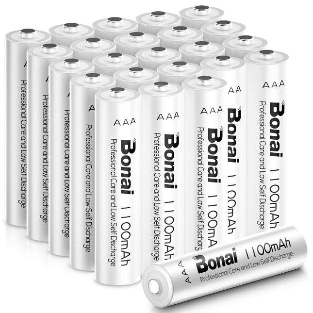 BONAI AAA aku 1100mAh 24 tükki laetavaid akusid suure mahutavusega 1.2V Micro AAA Accu NI-MH laetavaid akusid HR03 laetavat akut madala isetühjenemisega