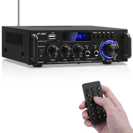 HiFi võimendi BT-298A+ Bluetooth 5.0 mini stereo võimendi vastuvõtja 2 kanalit 40W x 2 digitaalne võimsusvõimendi helivõimendi FM-raadio, SD/USB-kaardi sisendiga kodu-/autokõlaritele