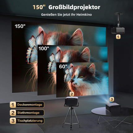 CASIRIS Omnistar projektor 1500 ANSI | Autofookus | 1080P Full HD 4K tugi | 16:9 5G WiFi Bluetooth videoprojektor teleripulgale, kodukinole, kontorisse, klubisse, õue