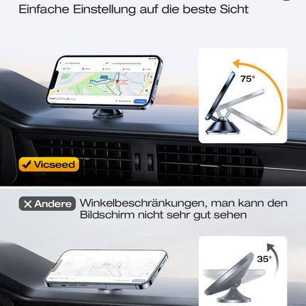 VICSEED autotelefoni hoidiku magnet MagSafe autokinnitusele [20 XN55 tugevaim magnet], täismetallist ja 360° pöörlev magnetiline autokinnituspulk [tugevaim 3M liim] iPhone 16 15 14 13 12 Samsungile