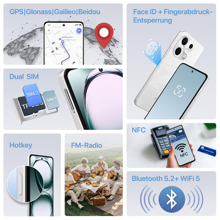 UMIDIGI Note 100 mobiiltelefon, Android 14 nutitelefon ilma lepinguta, 120Hz kaheksatuumaline, 12(6+6) GB + 128GB mobiiltelefon ilma lepinguta, 6,8 tolli, 50MP, näo- ja sõrmejäljelugeja, NFC, 5000mAh, GPS, kahe SIM-kaardiga nutitelefon