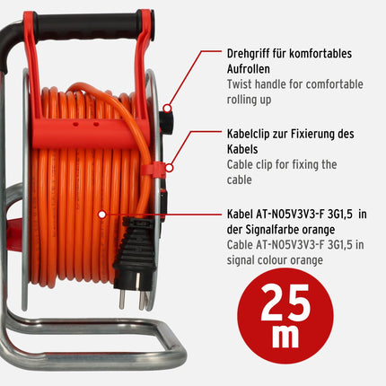 Brennenstuhl Garant S V2 IP44 cable reel (25m cable in orange, Made in Germany, IP44) and Brennenstuhl Safe-Box Big IP44 (protective box for extension cables)